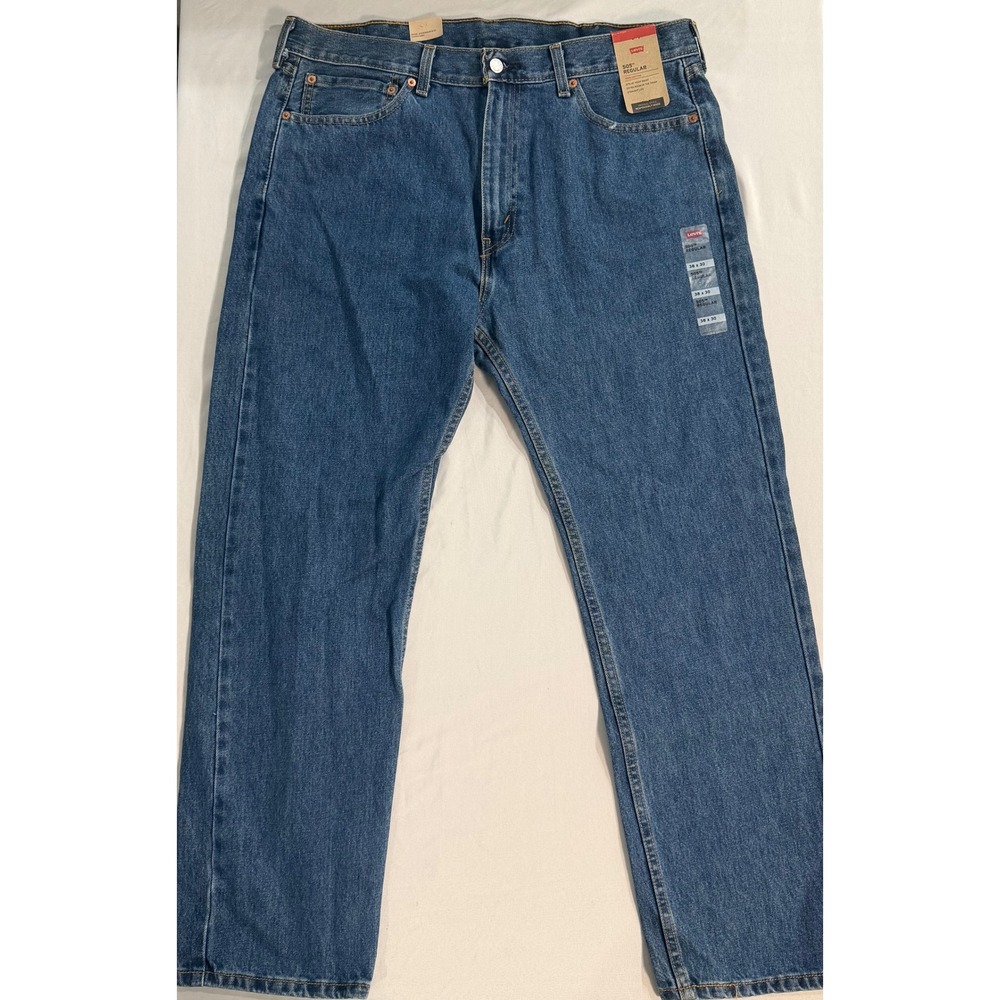 Levis 505 Regular Fit Mens Blue Jeans Straight Leg Denim 38x30 005054891 NEW